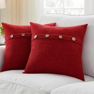 Decorative Throw Pillow Covers Cases Cottage Farmhouse Accent Fall Decor Red 18"